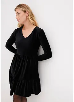 Mini jurk van elastisch fluweel, bonprix