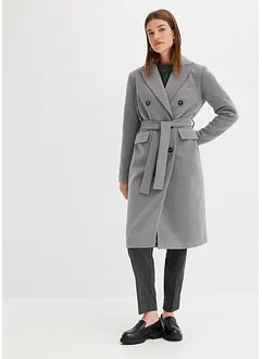 Korte coat in wollen look met dubbele knopen, bonprix