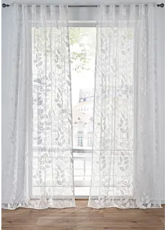 Transparant jacquard gordijn met bladerdessin (1 stuk), bonprix