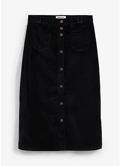 Stretch corduroy midi rok met knoopsluiting, bonprix