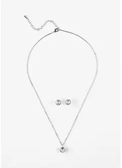 Ketting en oorstekers met zirkonia (3-dlg. set), bonprix