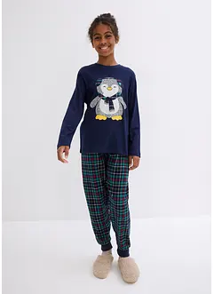 Kinderen pyjama met flanellen broek en biologisch katoen (2-dlg. set), bonprix