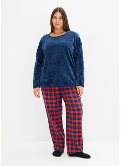 Fleece pyjama met flanellen broek (2-dlg. set), bonprix