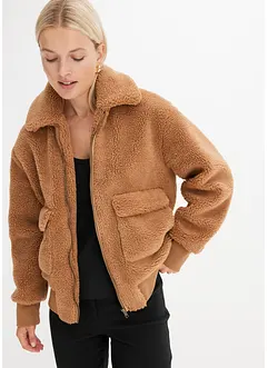 Oversized teddy jas met opgestikte zakken, bonprix