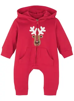 Baby sweat jumpsuit met kerstmotief van biologisch katoen, bonprix