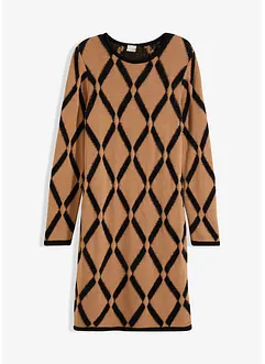 Gebreide jurk met ruitpatroon van verengaren, bonprix