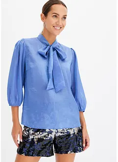 Glanzende blouse met strik, bonprix