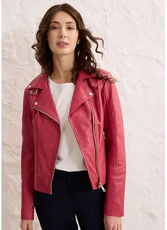 Leren biker jas van lamsnappa, bonprix