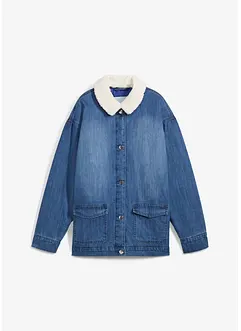 Jeansjas met teddy kraag, gewatteerd, bonprix