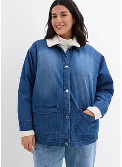Jeansjas met teddy kraag, gewatteerd, bonprix