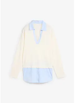Fijn gebreide trui met blouse-inzet, bonprix