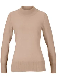 Fijngebreide basic trui met opstaande kraag en gerecycled materiaal, bonprix