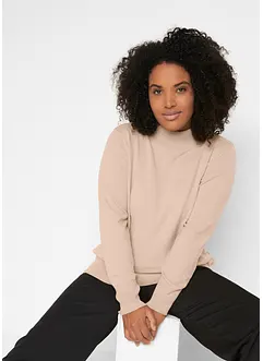 Fijngebreide basic trui met opstaande kraag en gerecycled materiaal, bonprix