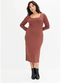 Geribde midi jurk, bonprix