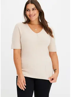 Geribde trui met korte mouw, bonprix