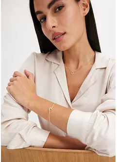 Ketting en armband met glaskristallen (2-dlg. set), bonprix