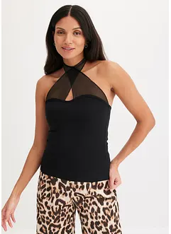 Neckholder top met mesh, bonprix