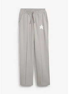 Sweatpants met wijde pijpen met ster van puur biologisch katoen., bonprix