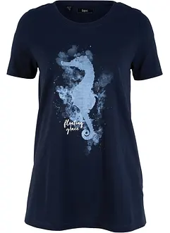 Katoenen T-shirt met zeepaardje, bonprix