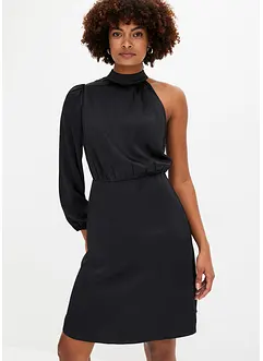 One-shoulder jurk van glanzend satijn, bonprix