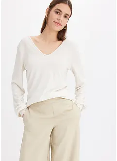 Knus fleece shirt met parels, bonprix