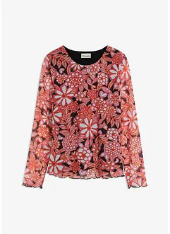 Gedessineerde mesh longsleeve, bonprix