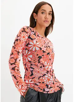 Gedessineerde mesh longsleeve, bonprix