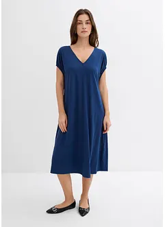 Jersey jurk met V-hals in een viscosemix, bonprix