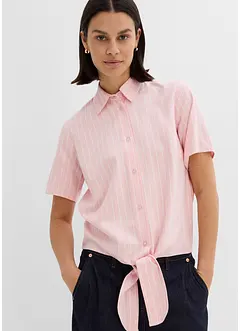 Gestreepte blouse met korte mouwen en opvallende knoop, bonprix