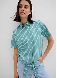 Gestreepte blouse met korte mouwen en opvallende knoop, bonprix