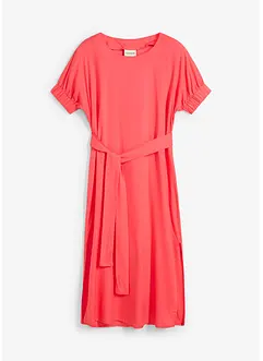 Midi jurk met elastische boorden aan de mouwen en riem, bonprix