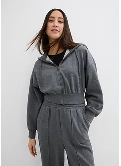 Cropped sweatvest met capuchon in een zachte katoenmix, bonprix