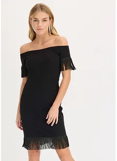 Jersey jurk met franjes, bonprix