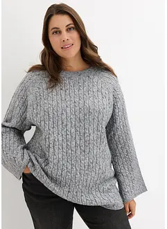 Oversized trui met kabelpatroon, bonprix