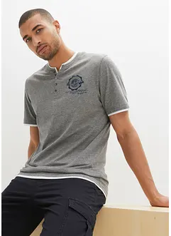 Henley shirt met korte mouwen (set van 2), van biologisch katoen, bonprix