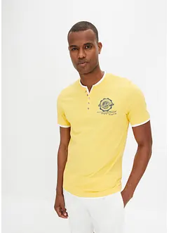 Henley shirt met korte mouwen (set van 2), van biologisch katoen, bonprix