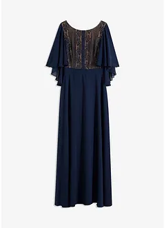 Chiffon jurk met cap en inzetstuk van kant, bonprix