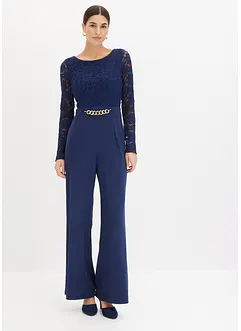 Jumpsuit met kant en kleine ketting, bonprix