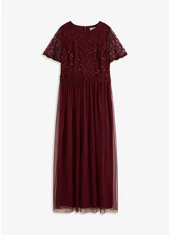 Maxi jurk van fijne tule met paillettenborduursel, bonprix