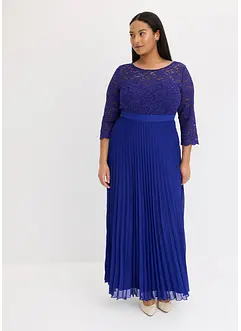 Chiffon jurk met kant en plissérok, bonprix