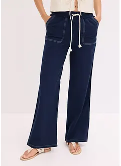 Lichte twill broek met een koord en naden in een contrastkleur, bonprix