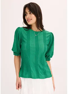 Shirt met broderie anglaise en volants, bonprix