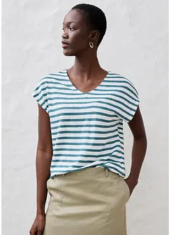 Linnen shirt met vleermuismouwen en V-hals, bonprix