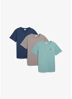 Henley shirt van biologisch katoen (set van 3), bonprix
