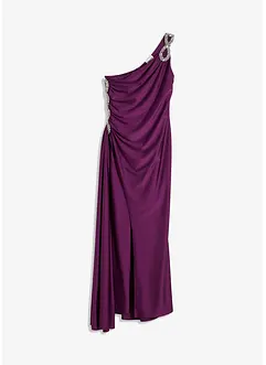 Maxi jurk met strass-applicatie en ruches, bonprix
