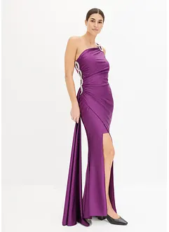Maxi jurk met strass-applicatie en ruches, bonprix