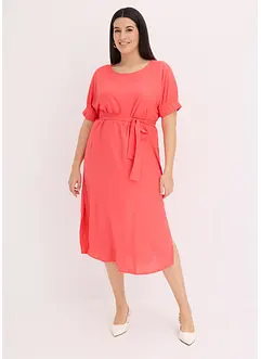 Midi jurk met elastische boorden aan de mouwen en riem, bonprix