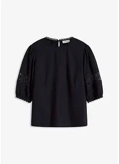 Blouse met korte mouwen en linnen, bonprix