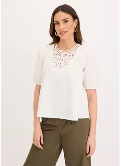 Blouse met korte mouwen en kant, bonprix