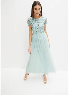 Maxi jurk met pailletten borduursel, bonprix